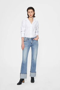 FLORA MID RISE STRAIGHT CUFFED DENIM JEANS BYT5217