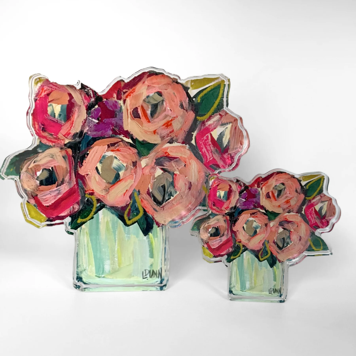 Blush and Blue Acrylic Floral