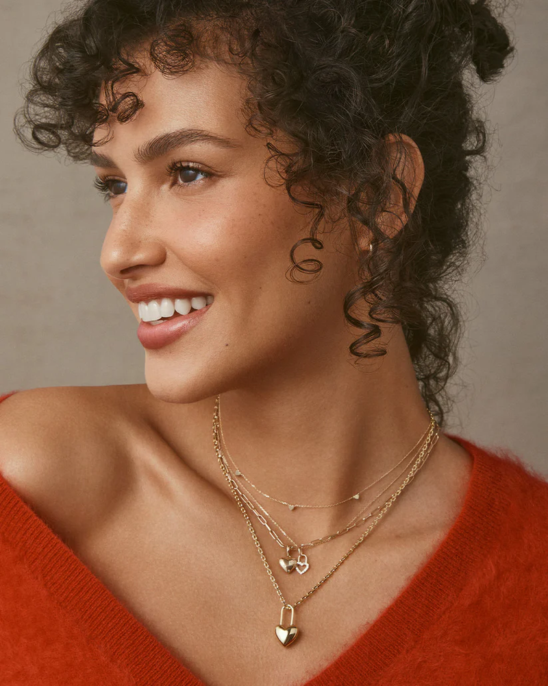 Heart Padlock Charm Silver