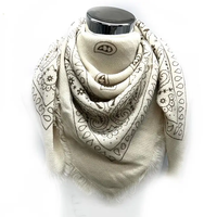 Large Bandana Print Square Scarf K4 Fringe