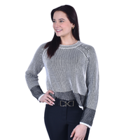 Two Tone Plated Crew Neck Sweater