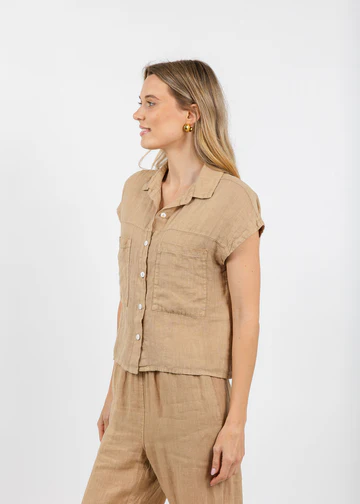 Effie Short Sleeve Linen Shirt S26