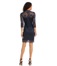 V-Neck Scallop Hem Lace Dress