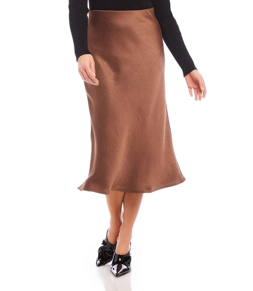 Satin Bias Cut Midi Skirt