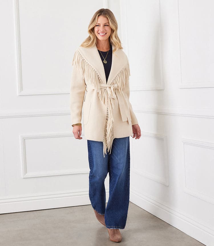 Belted Fringe Jacket