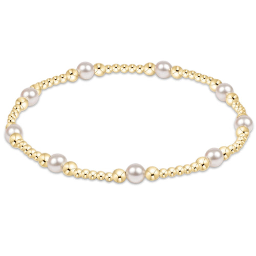Classic Purpose Pattern 4mm Bead Bracelet-Pearl