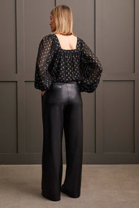 Faux Leather Wide Leg Trousers