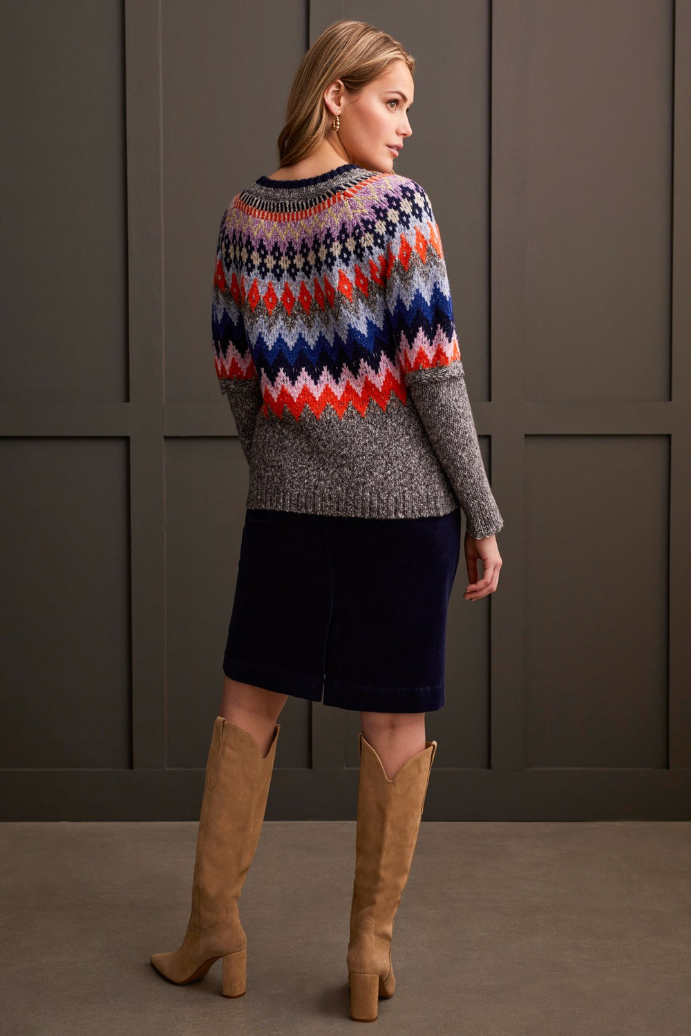 Ground Intarsia Ribbed Sweater