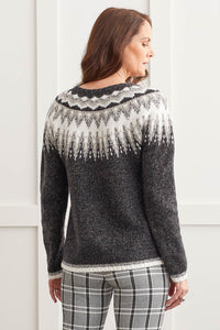 INTARSIA SCOOP NECK SWEATER