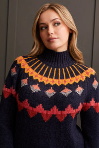 Mock Neck Intarsia Sweater