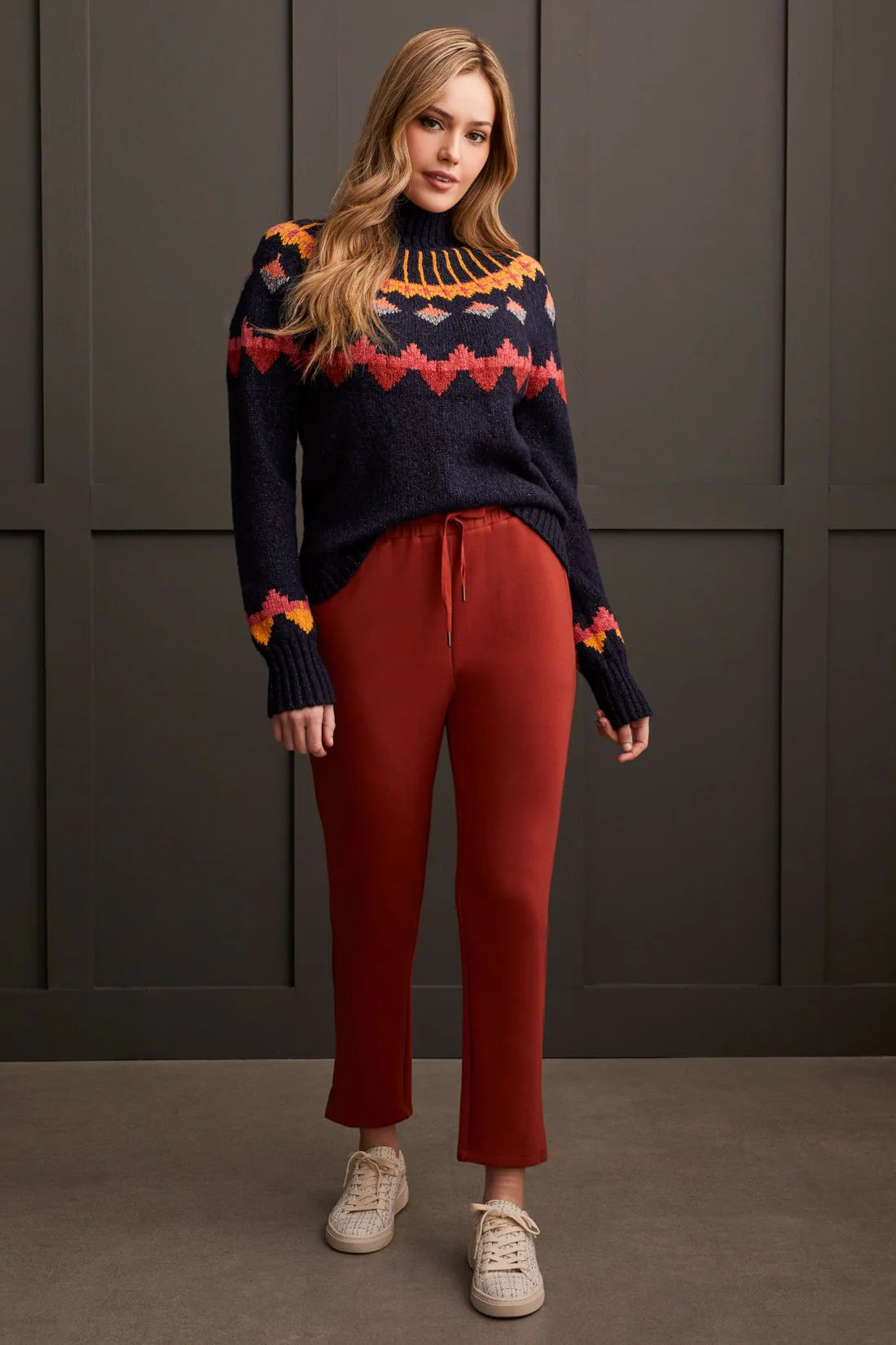 Mock Neck Intarsia Sweater