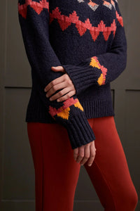 Mock Neck Intarsia Sweater