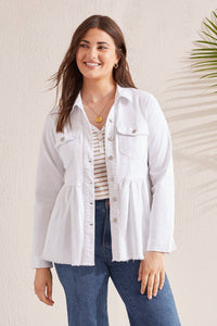 Peplum Denim Jacket w/ Pockets