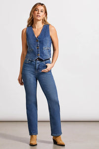 SUPER STRETCH DENIM VEST WITH BACK TIE