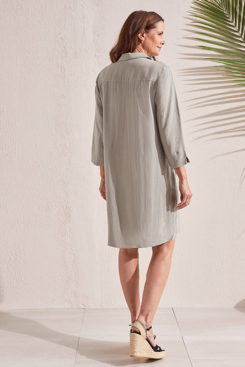 Three-Quarter Sleeve Dress w/ Pocket