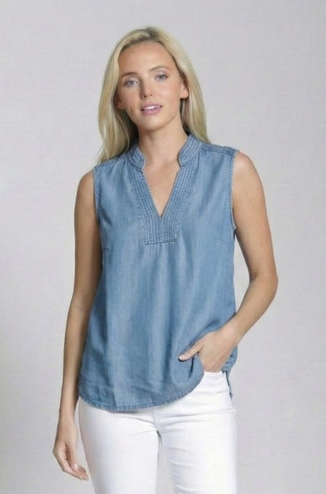 Sleeveless Split Neck Top