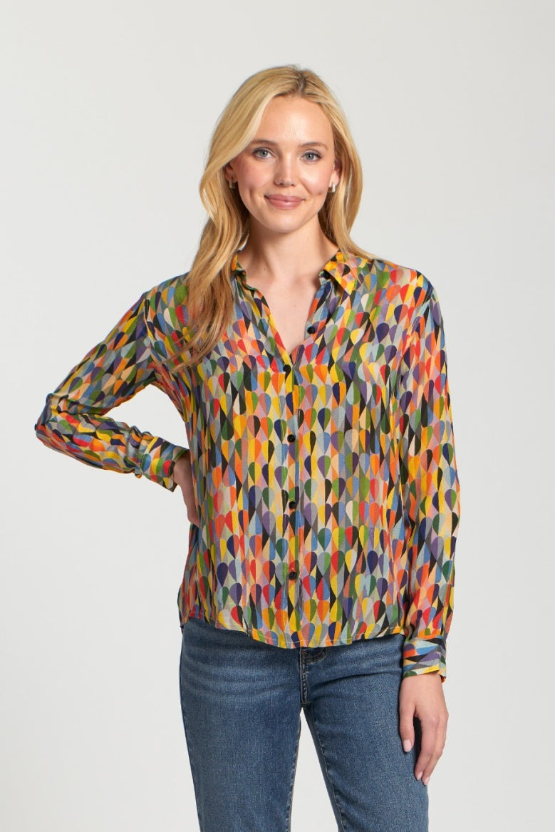 Button-Up Blouse W/ Roll-Up Sleeve